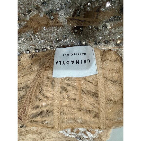 Albina Dyla Short Silver One Sleeved Dress - Picture 9 of 11